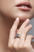 AMETHYST DOUBLE BLACK RING