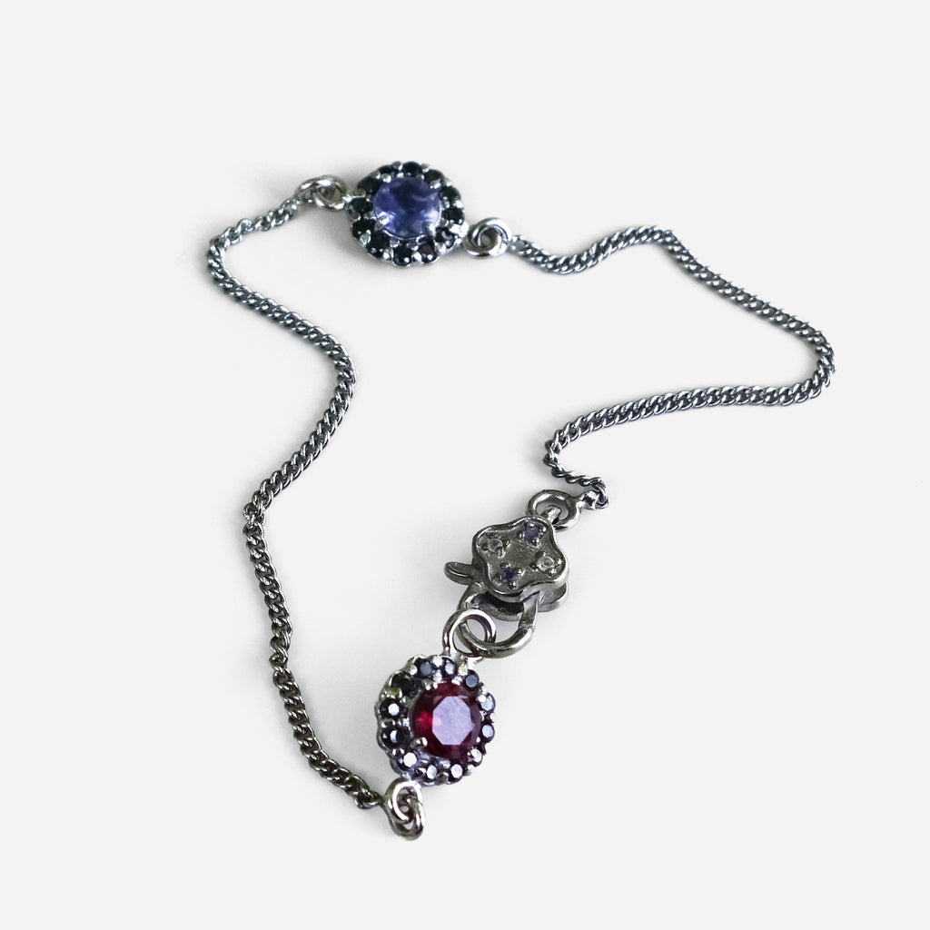BLUE AND RED FLOWER BRACELET