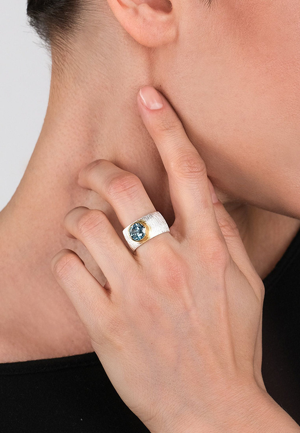 BLUE TOPAZ DOUBLE RING