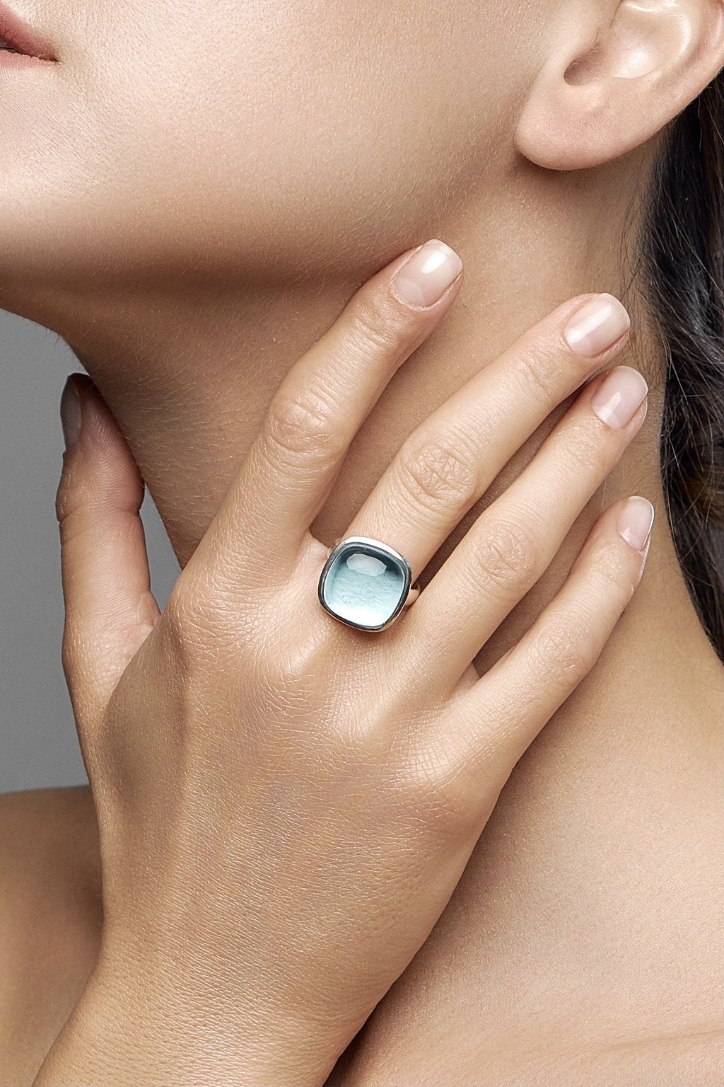 GREEN AMETHYST SILVER RING LIGHT SKY