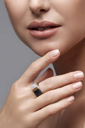 MOONSTONE DOUBLE BLACK RING