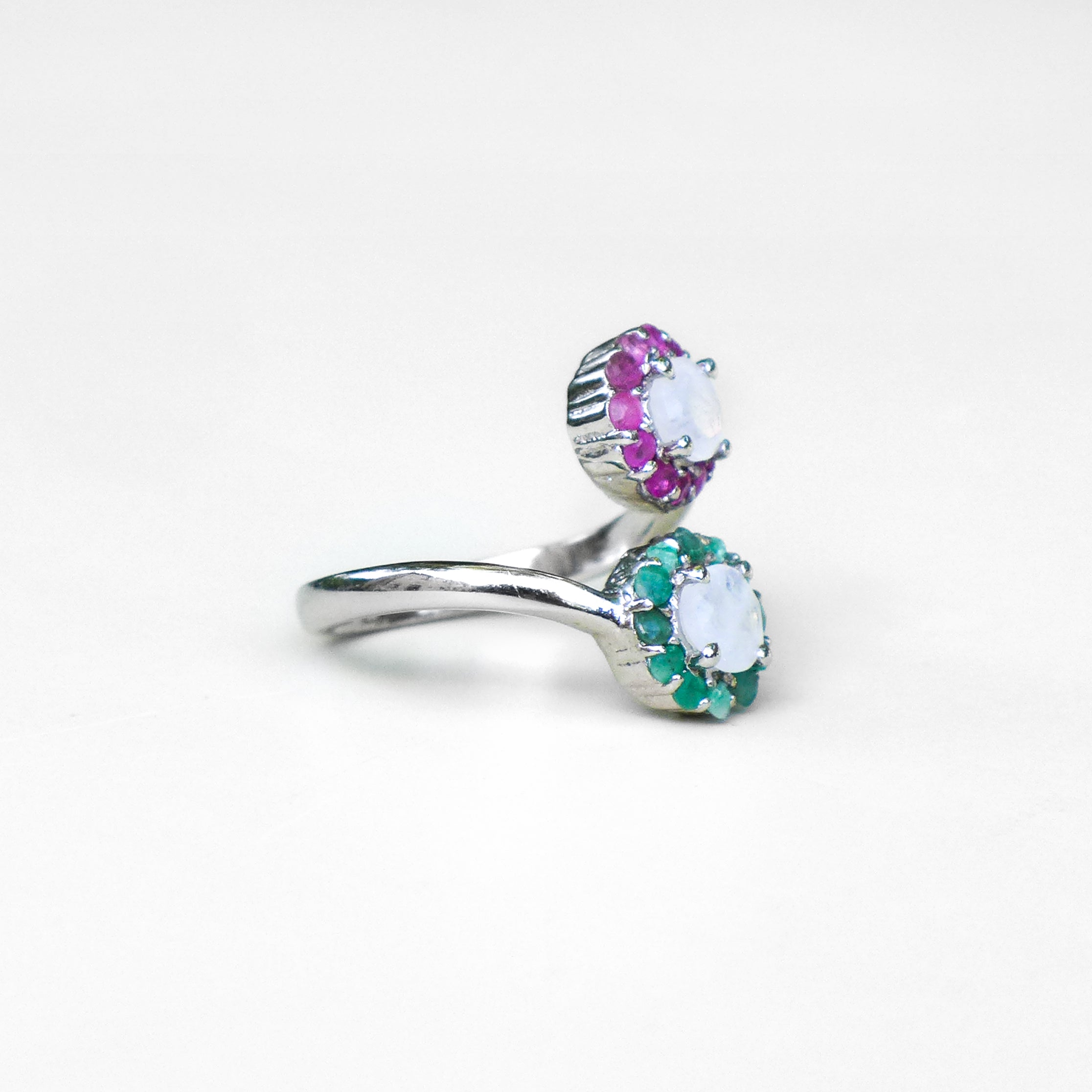 PINK AND GREEN FLOWER RING