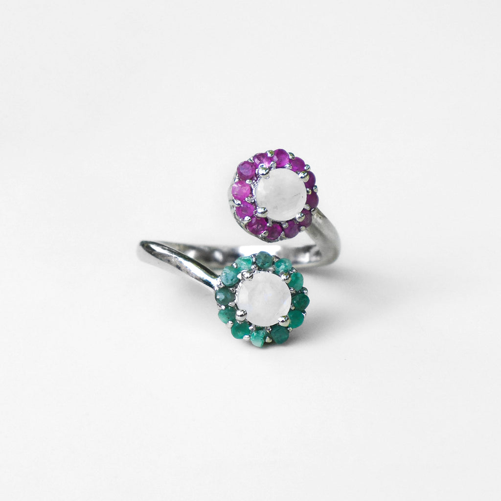 PINK AND GREEN FLOWER RING