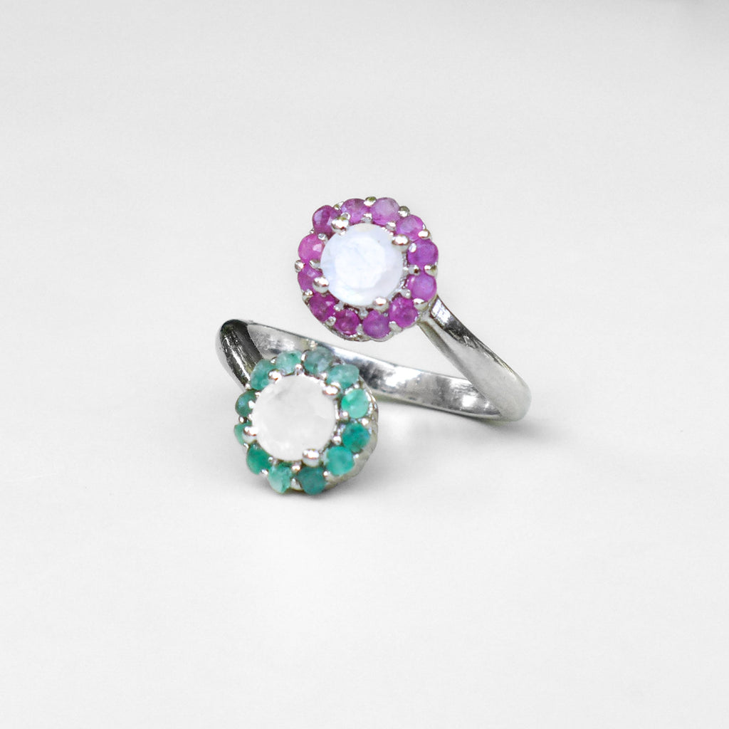 PINK AND GREEN FLOWER RING