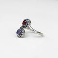 RED AND DEEP BLUE FLOWER RING
