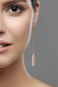 ROSE QUARTZ DROPS LONG EARRINGS GOLD