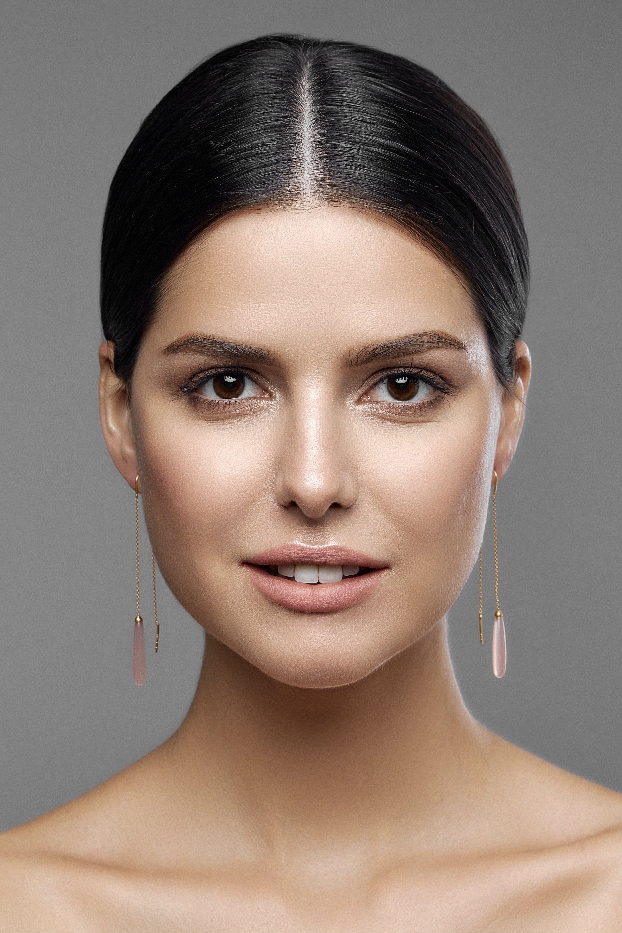 ROSE QUARTZ DROPS LONG EARRINGS GOLD