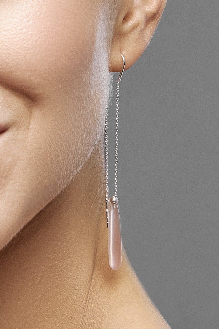 ROSE QUARTZ DROPS LONG EARRINGS