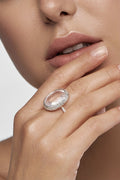 ROSE QUARTZ OVAL SILVER RING
